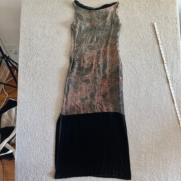 ANDREA ROSATI Silk Dress Brocade Sheer Velvet Burnout Pink Grey - Picture 14 of 15